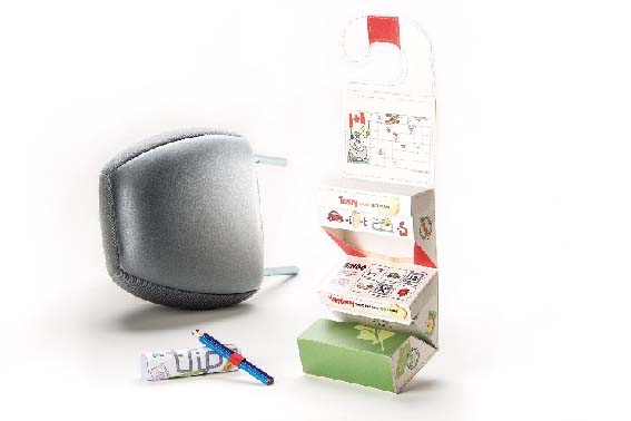 Marie Falk’s winning design ‘Save the Trip’ – a sustainably packaged and entertaining healthy snack pack aimed at families when travelling